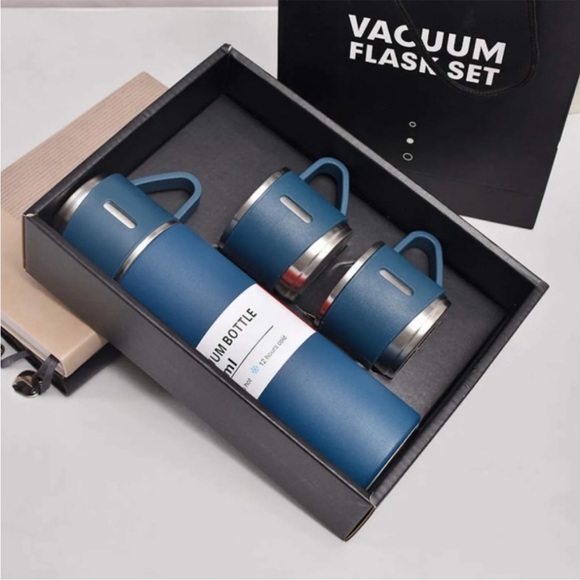 🆕 4PC Vacuum Thermos Bottle Set Blue - Picture 7 of 14